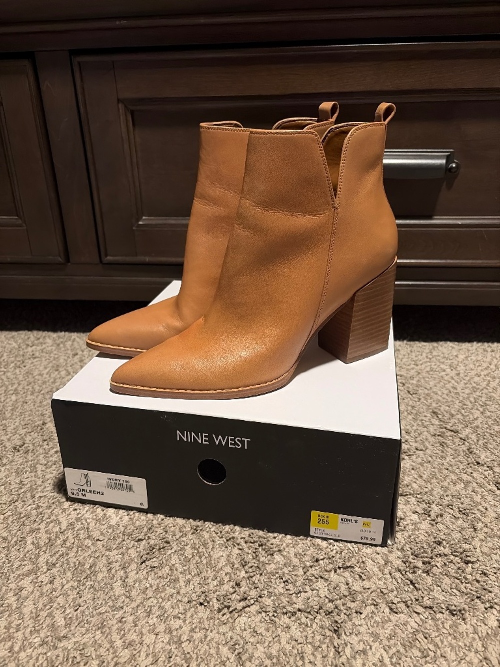 Nine West Camel Pointed Toe Booties